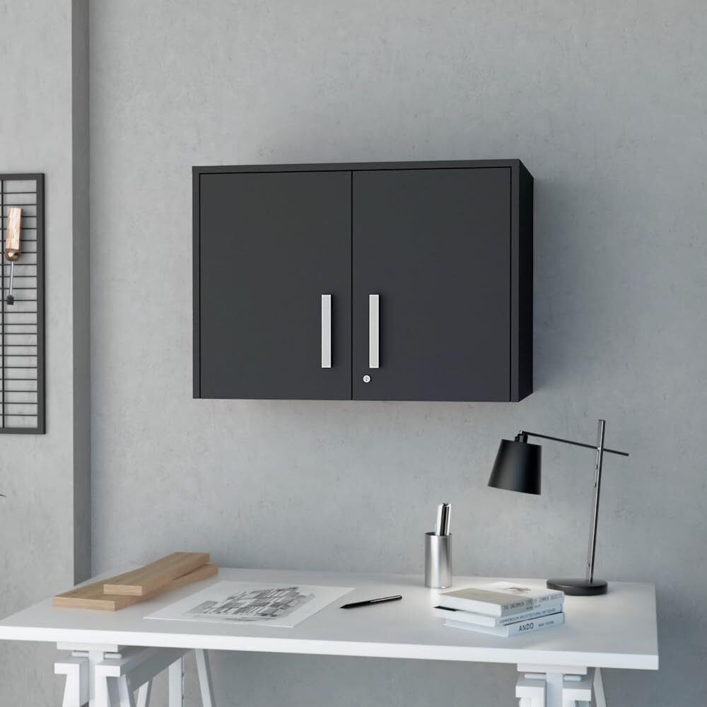 Wall Storage Cabinet Lions  3 Shelves  Double Door  Black Wengue Finish(D0102Hgeysa)