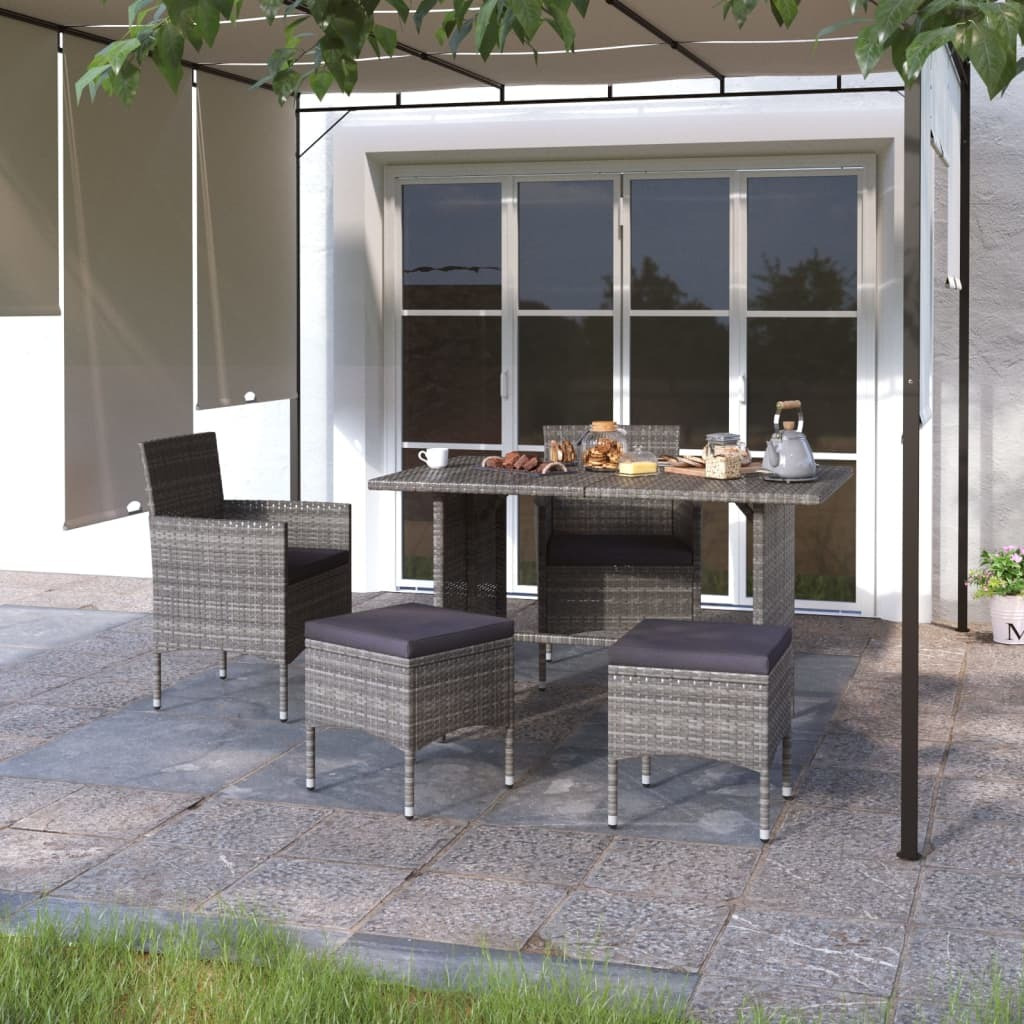 Vidaxl 4 Piece Patio Chair And Stool Set Poly Rattan Gray