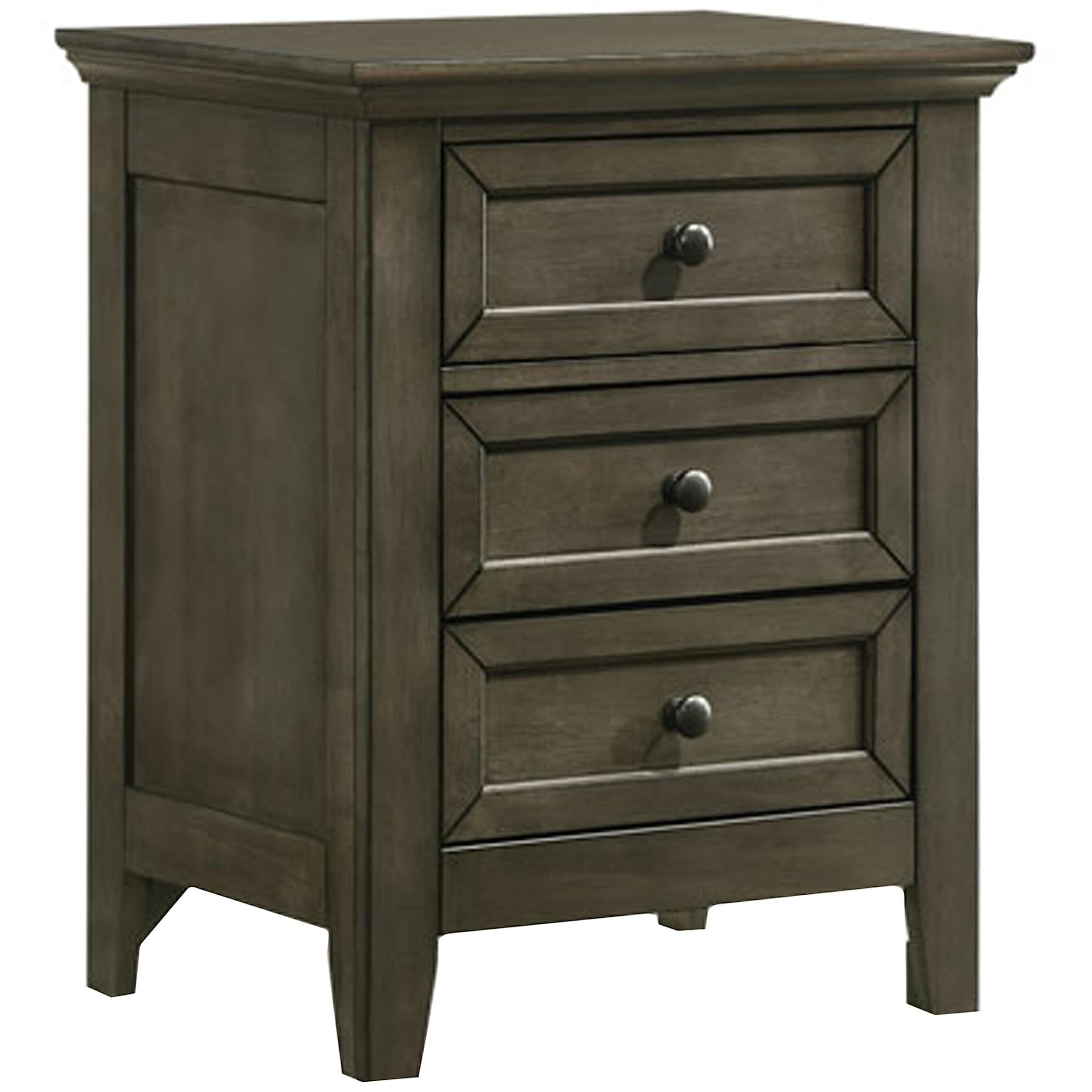 Nightstand  3 Drawer In Gray