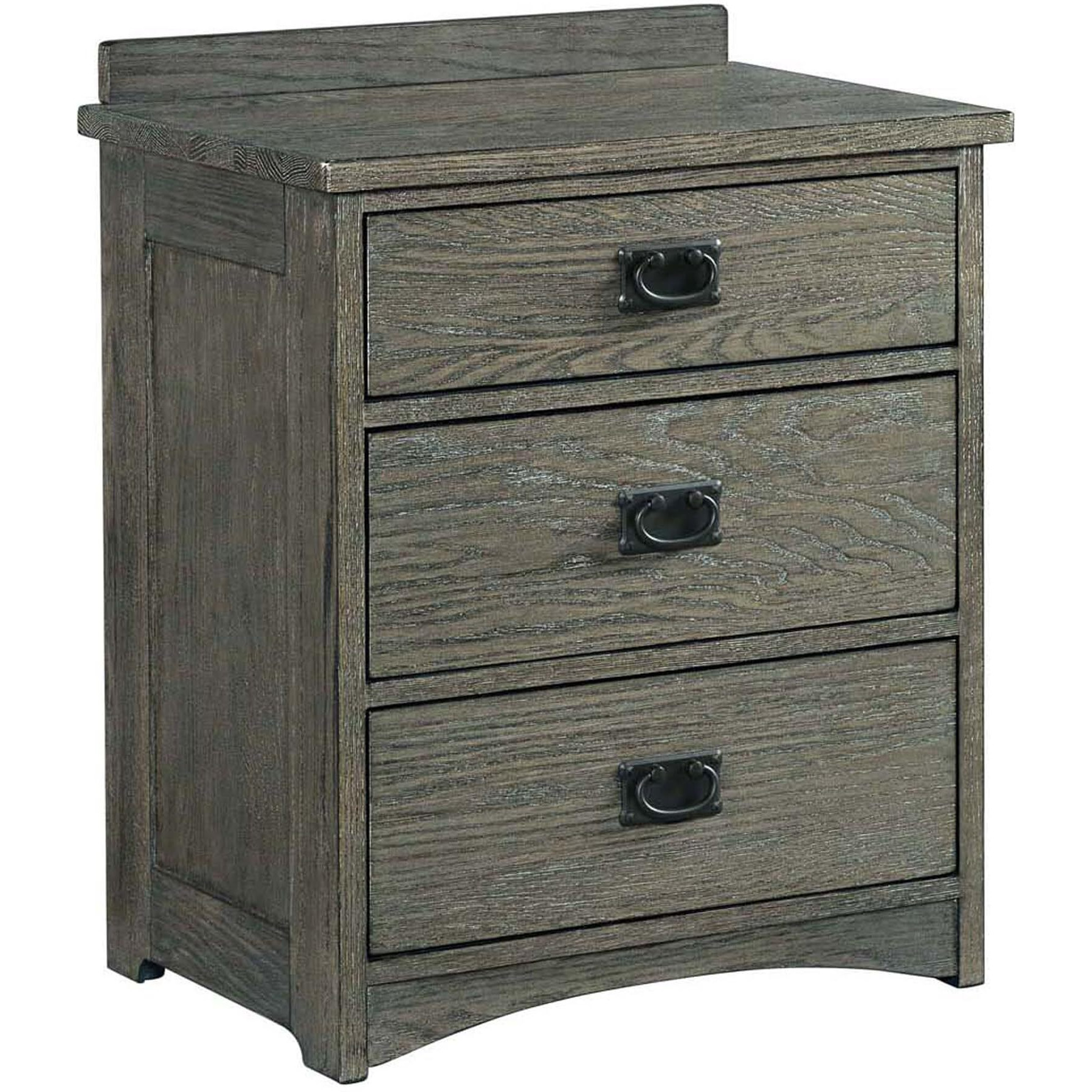 3 Drawer Nightstand In Brushed Pewter