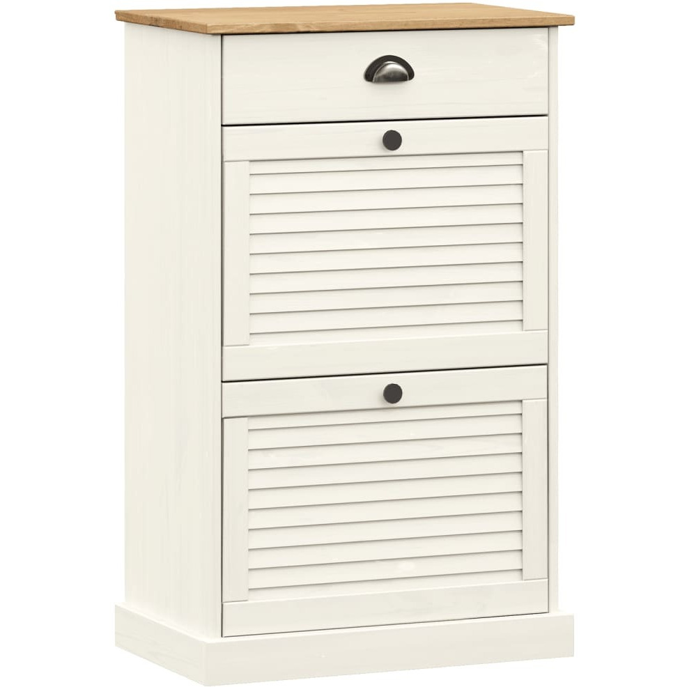 Vidaxl Shoe Cabinet Vigo 23.6"&quotX13.8"&quotX37.8"" White Solid Wood Pine