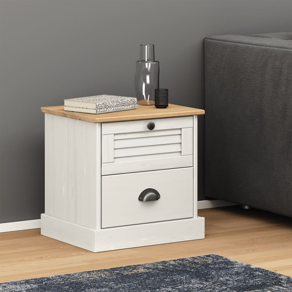 Vidaxl Bedside Cabinet Vigo White 16.5X13.8X16.5 Solid Wood Pine