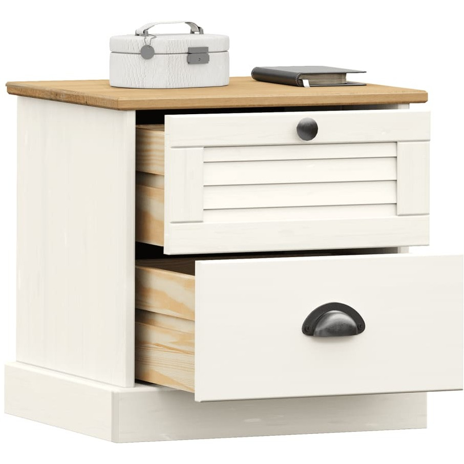 Vidaxl Bedside Cabinet Vigo White 16.5X13.8X16.5 Solid Wood Pine