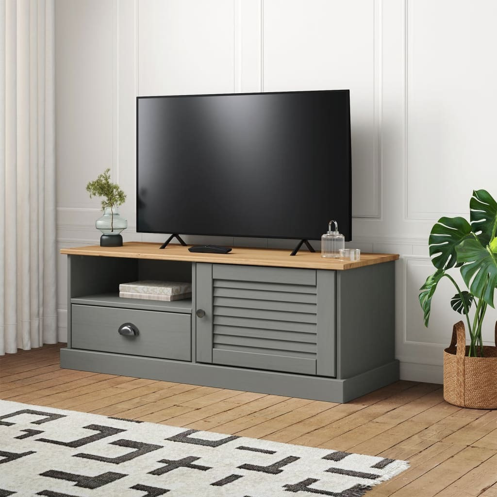 Vidaxl Tv Stand Vigo Gray 41.7"&quotX15.7"&quotX15.7"" Solid Wood Pine