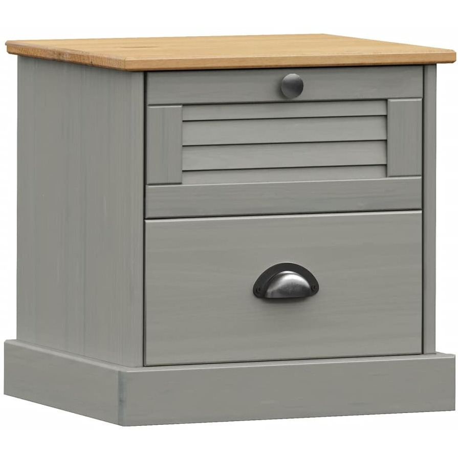 Vidaxl Bedside Cabinet Vigo Gray 16.5X13.8X16.5 Solid Wood Pine
