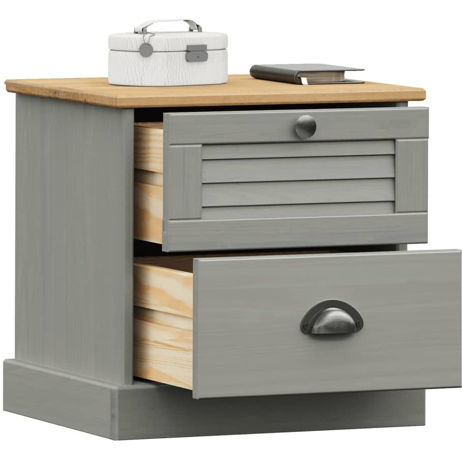 Vidaxl Bedside Cabinet Vigo Gray 16.5X13.8X16.5 Solid Wood Pine