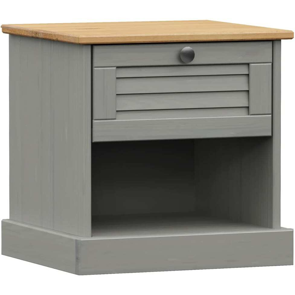 Vidaxl Bedside Cabinet Vigo Gray 16.5"&quotX13.8"&quotX16.5"" Solid Wood Pine