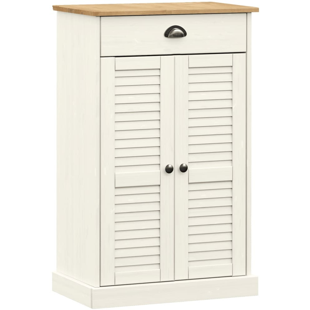 Vidaxl Shoe Cabinet Vigo White 23.6"&quotX13.8"&quotX37.8"" Solid Wood Pine