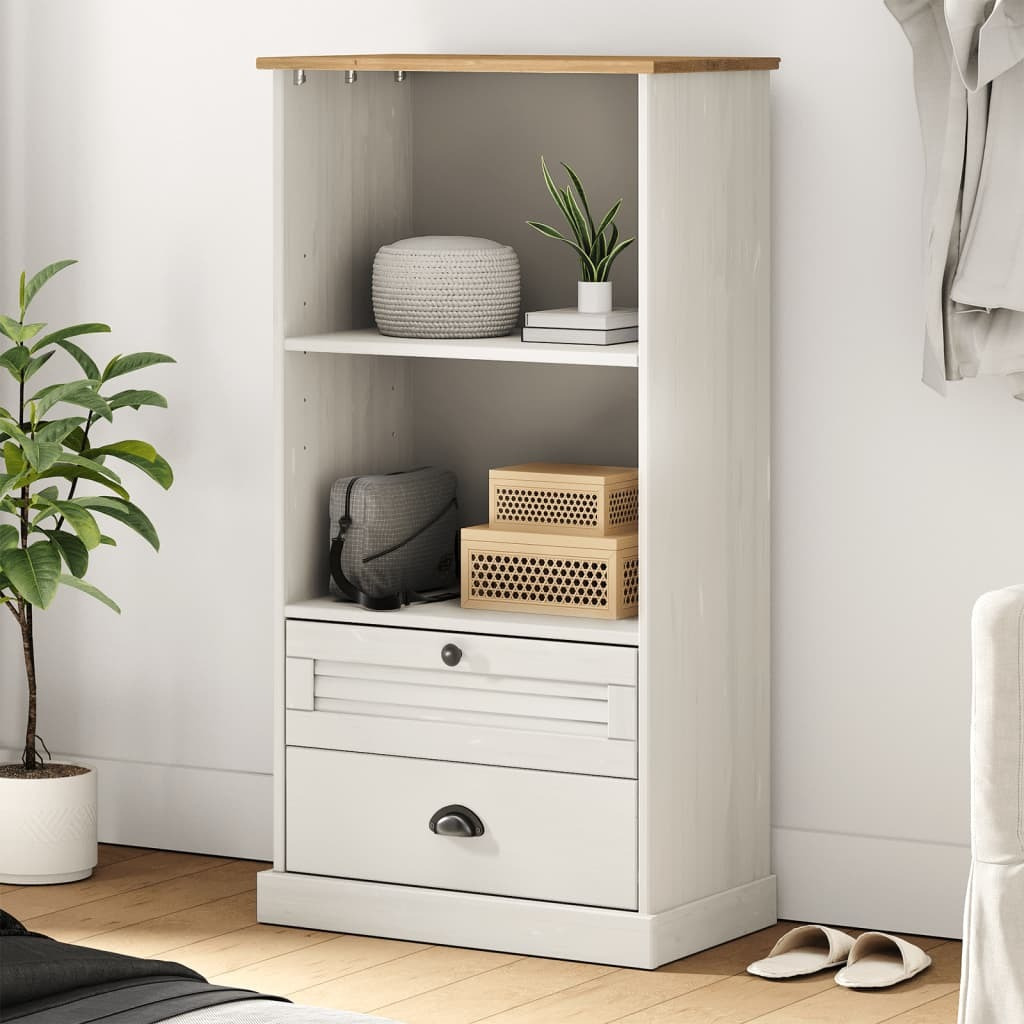Vidaxl Bookcase Vigo White 23.6"&quotX13.8"&quotX45.1"" Solid Wood Pine
