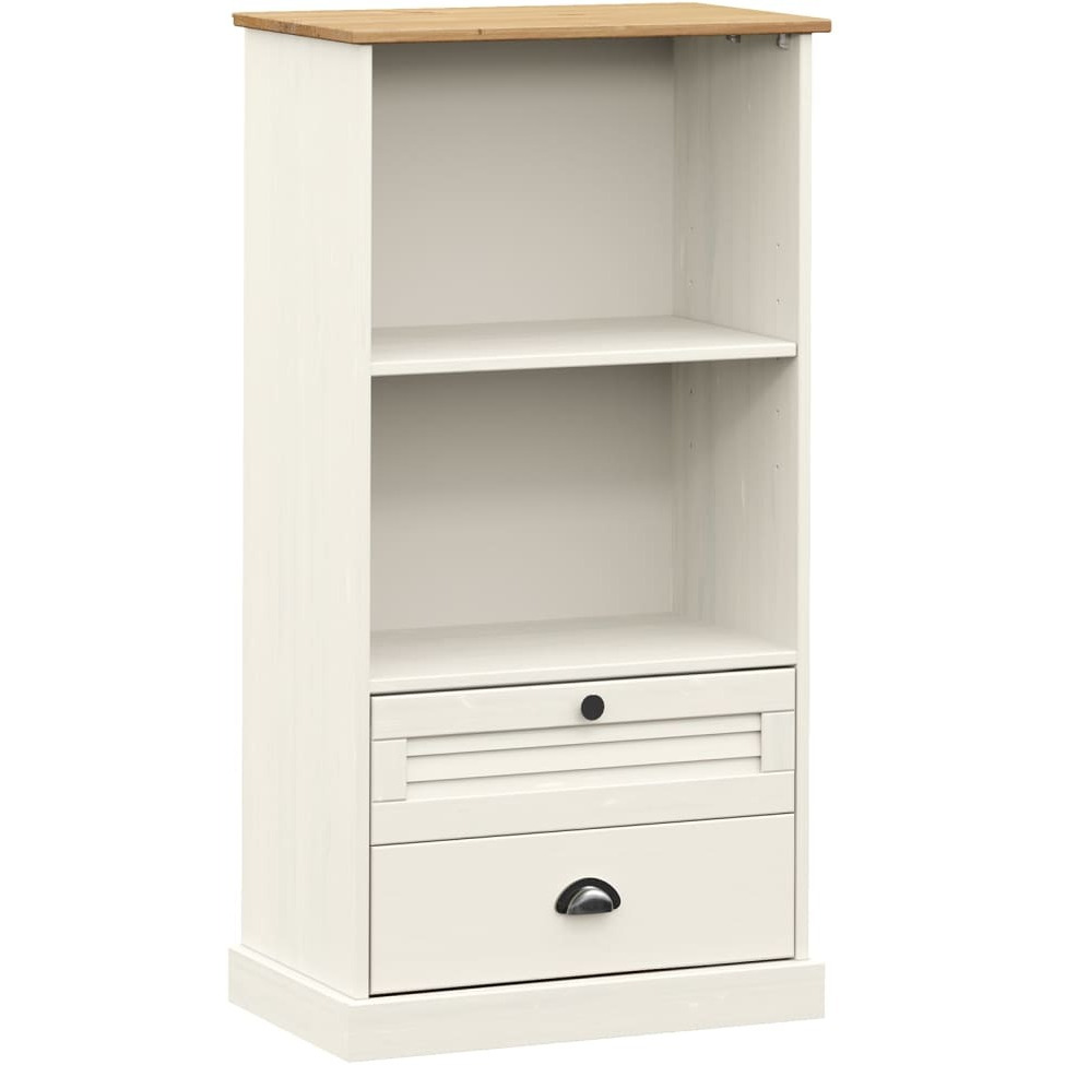 Vidaxl Bookcase Vigo White 23.6"&quotX13.8"&quotX45.1"" Solid Wood Pine