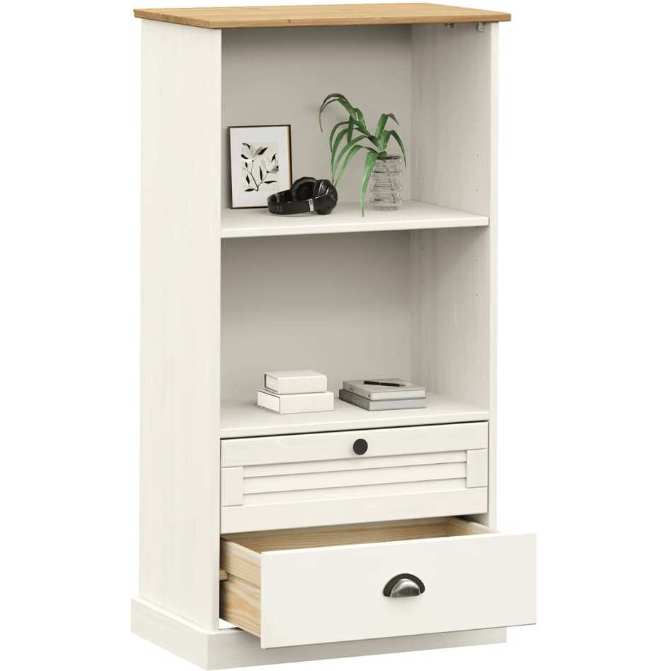 Vidaxl Bookcase Vigo White 23.6"&quotX13.8"&quotX45.1"" Solid Wood Pine