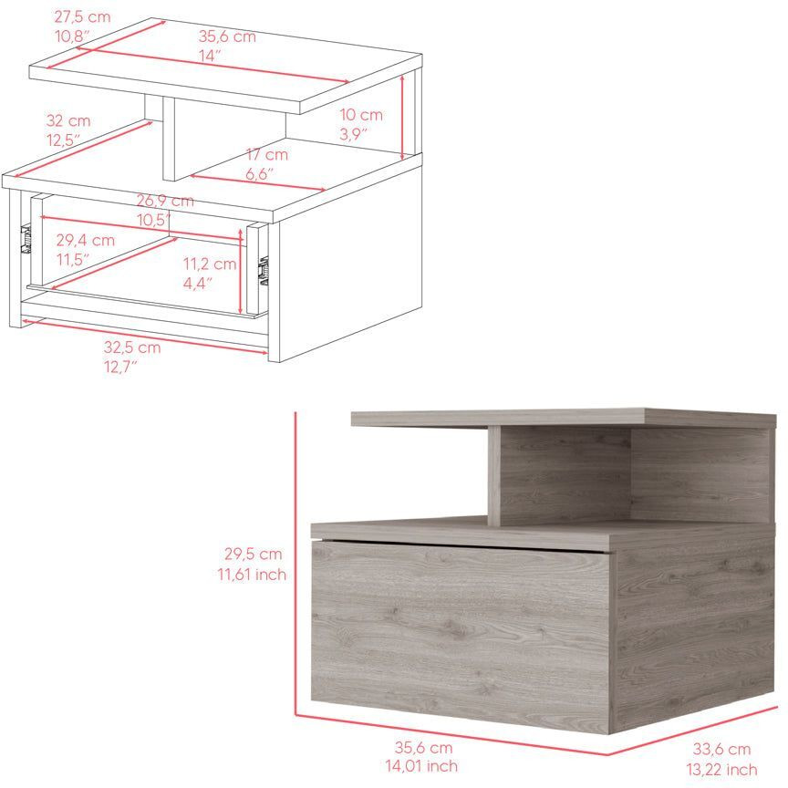 Nightstand Floating Flopini  Bedroom  Light Gray