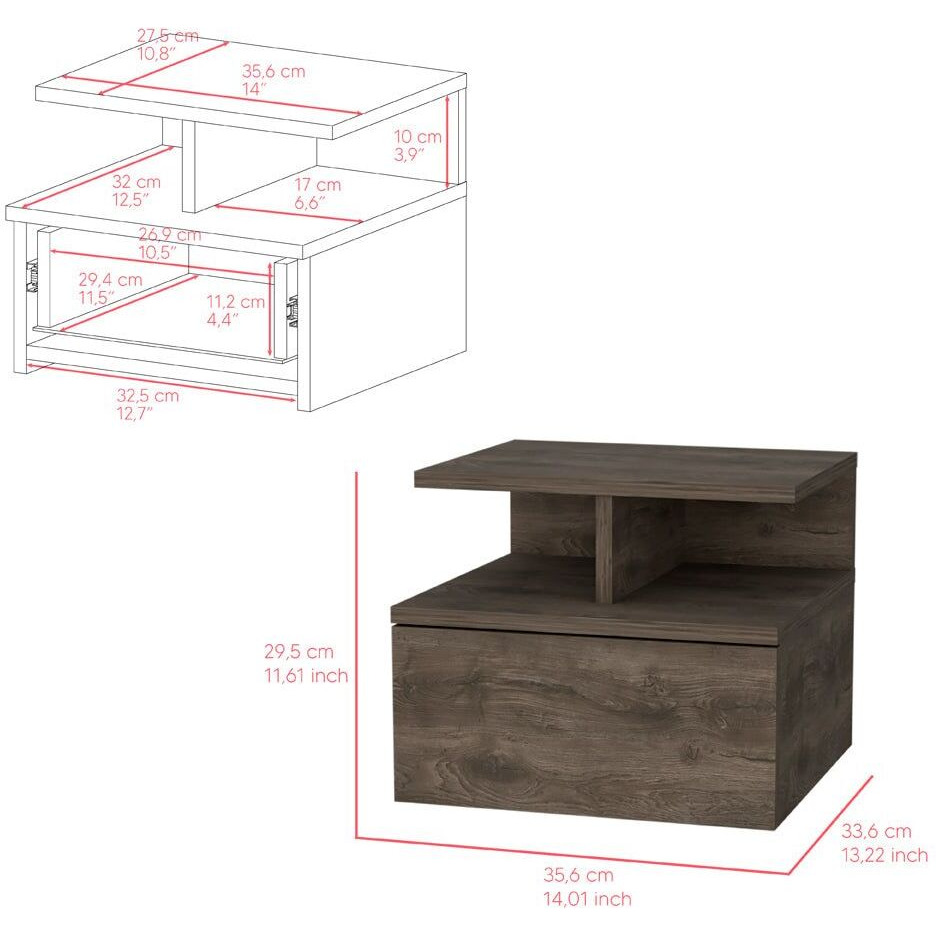 Nightstand Floating Flopini  Bedroom  Dark Walnut