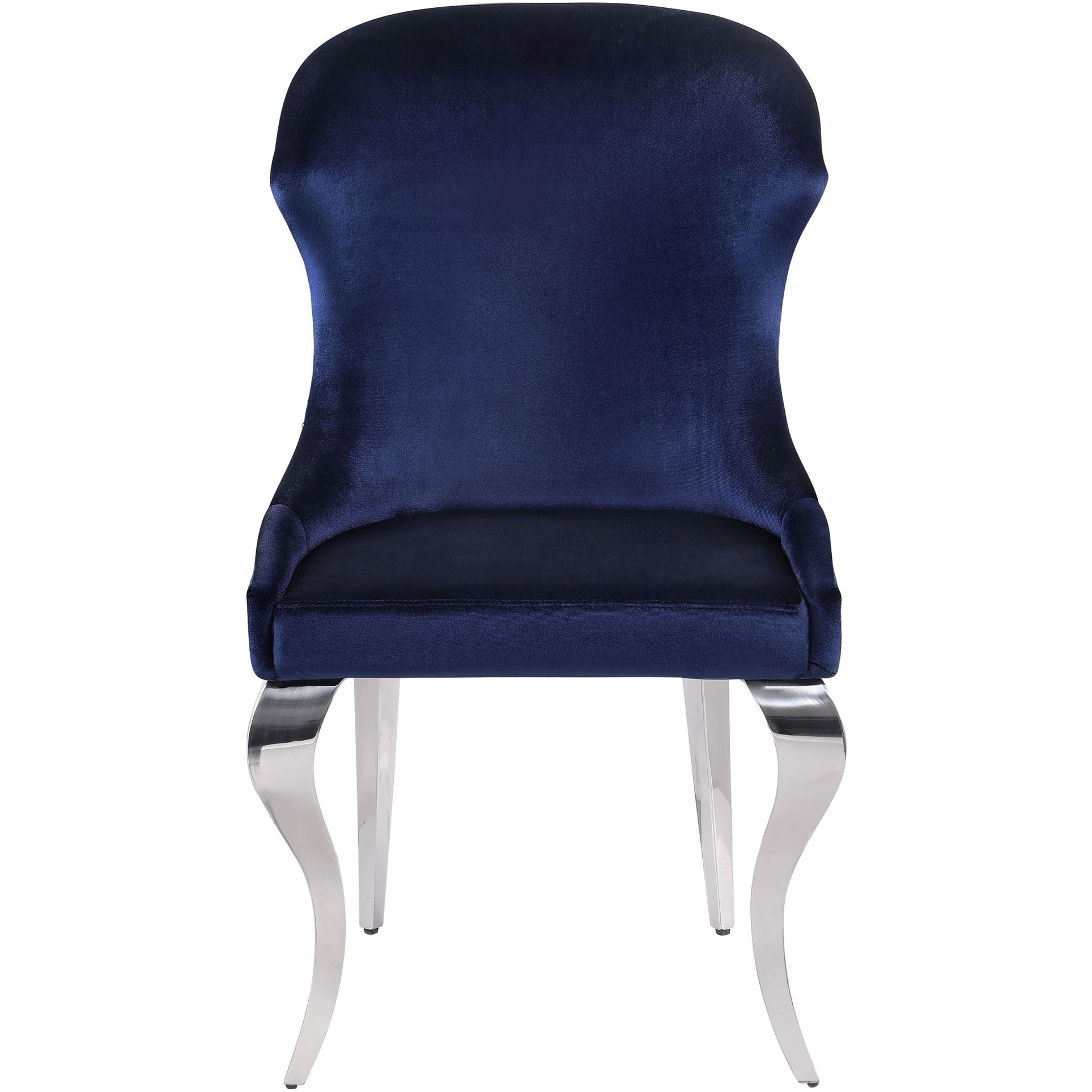 Cheyanne Upholstered Wingback Side Chair With Nailhead Trim Chrome And Ink Blue (Set Of 2)