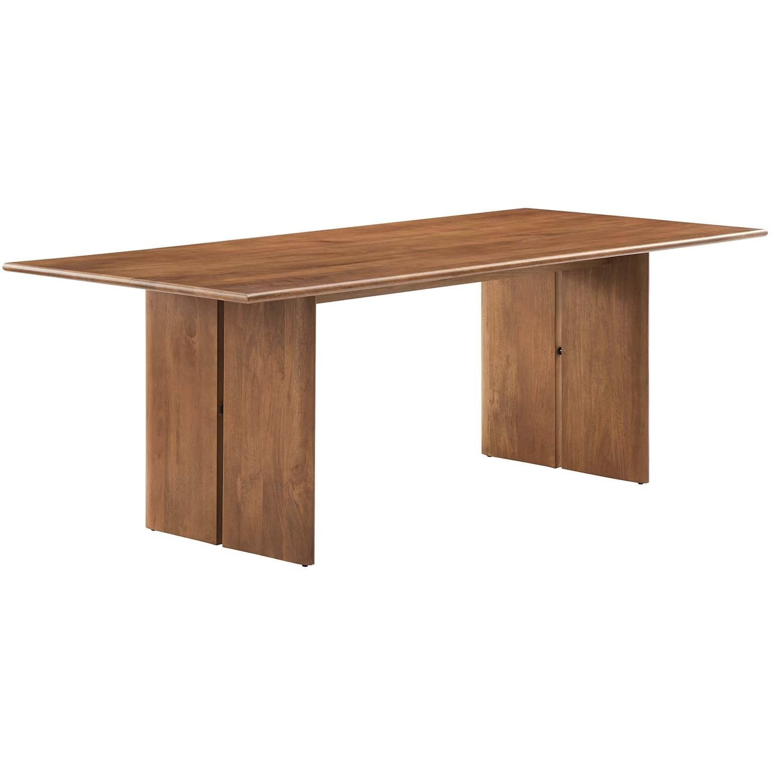 Modway Amistad Solid Wood Modern Farmhouse Rectangular Walnut  86"" Dining Table