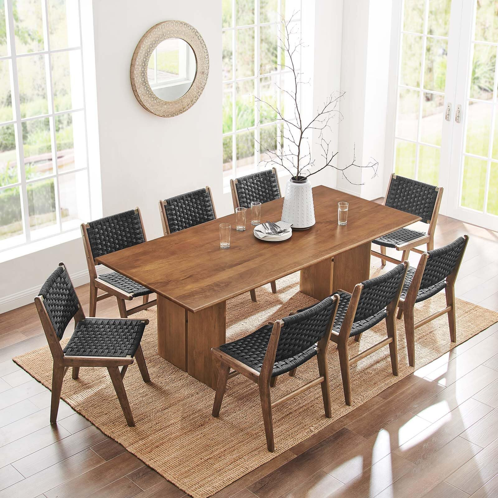 Modway Amistad Solid Wood Modern Farmhouse Rectangular Walnut  86"" Dining Table