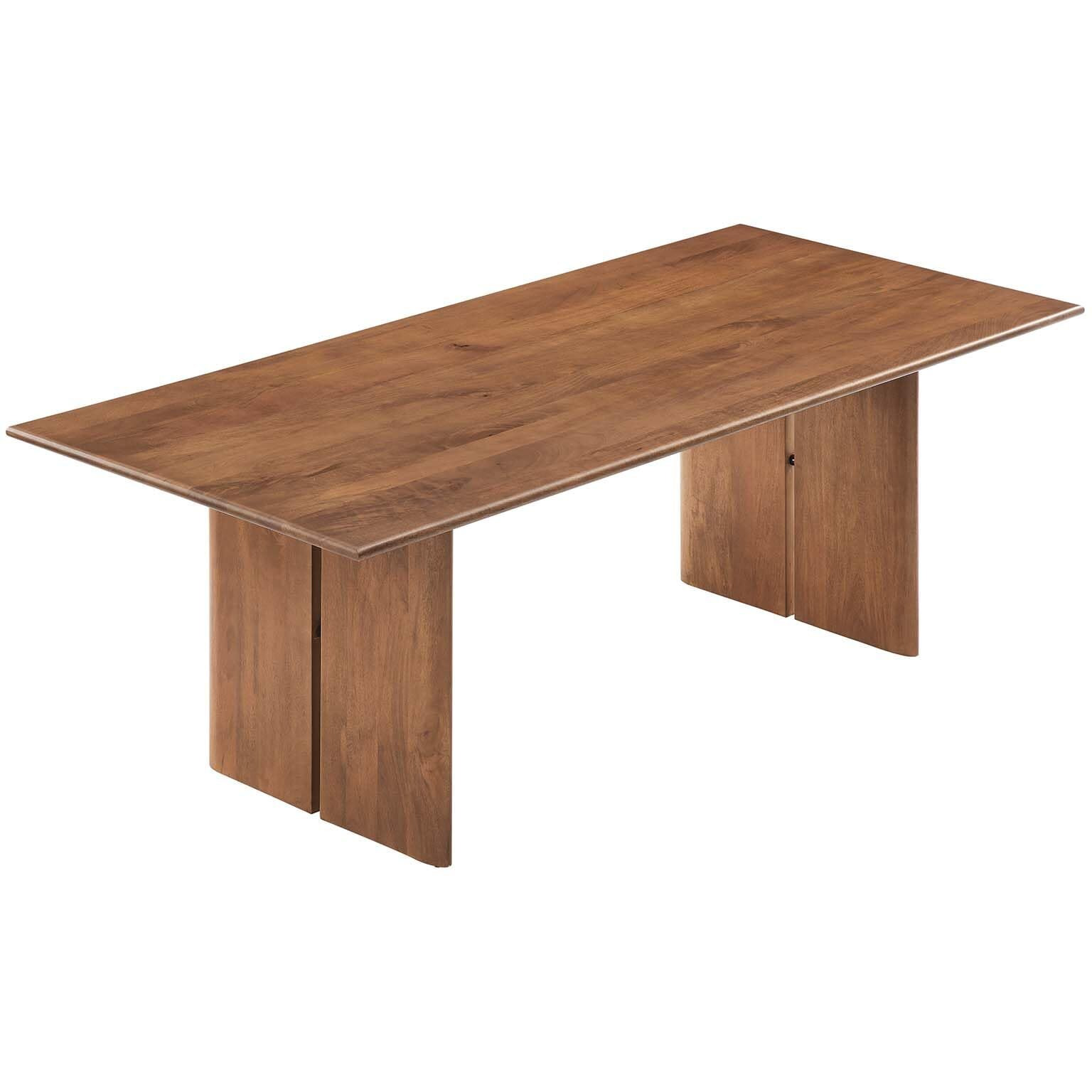 Modway Amistad Solid Wood Modern Farmhouse Rectangular Walnut  86"" Dining Table