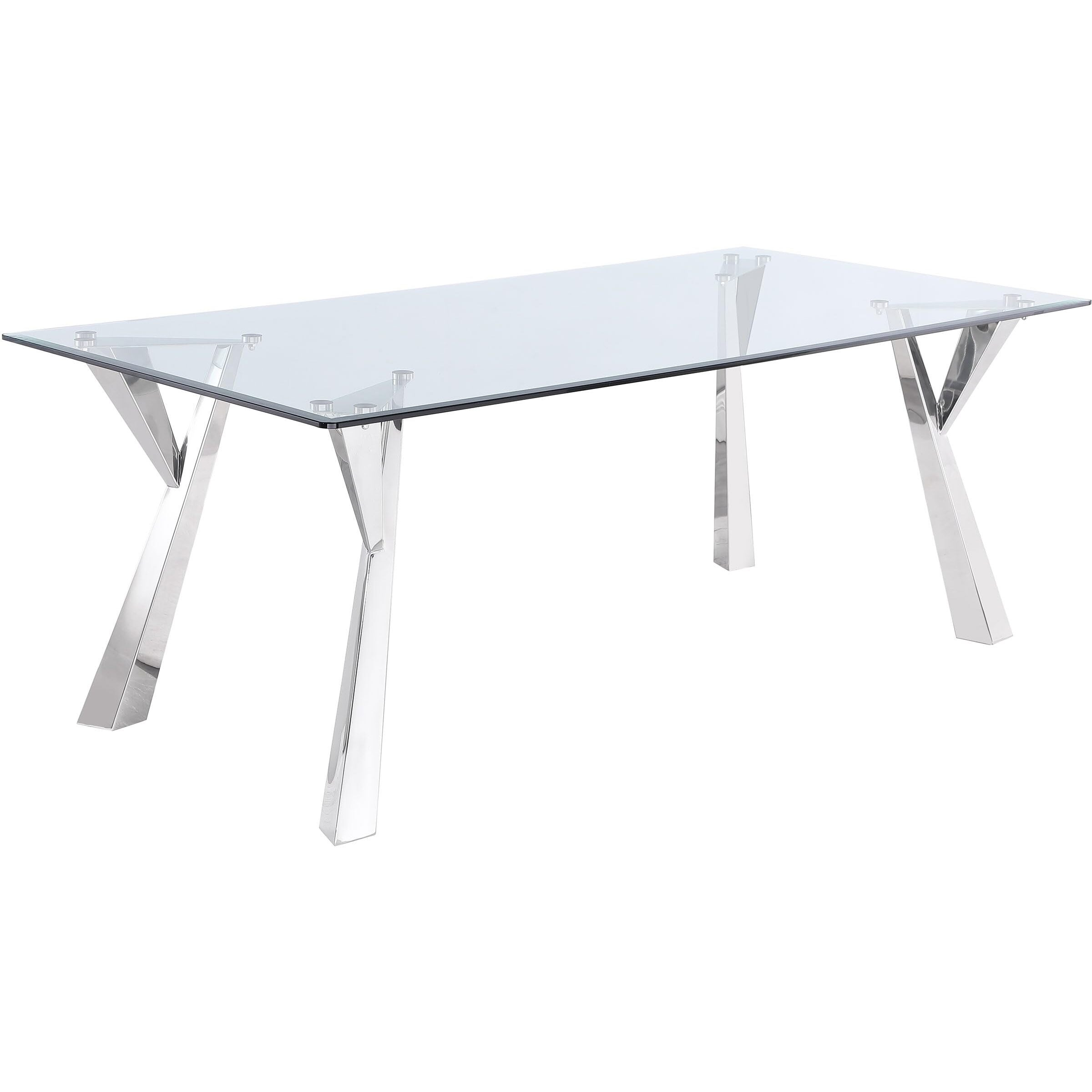 Alaia Rectangular Glass Top Dining Table Clear And Chrome