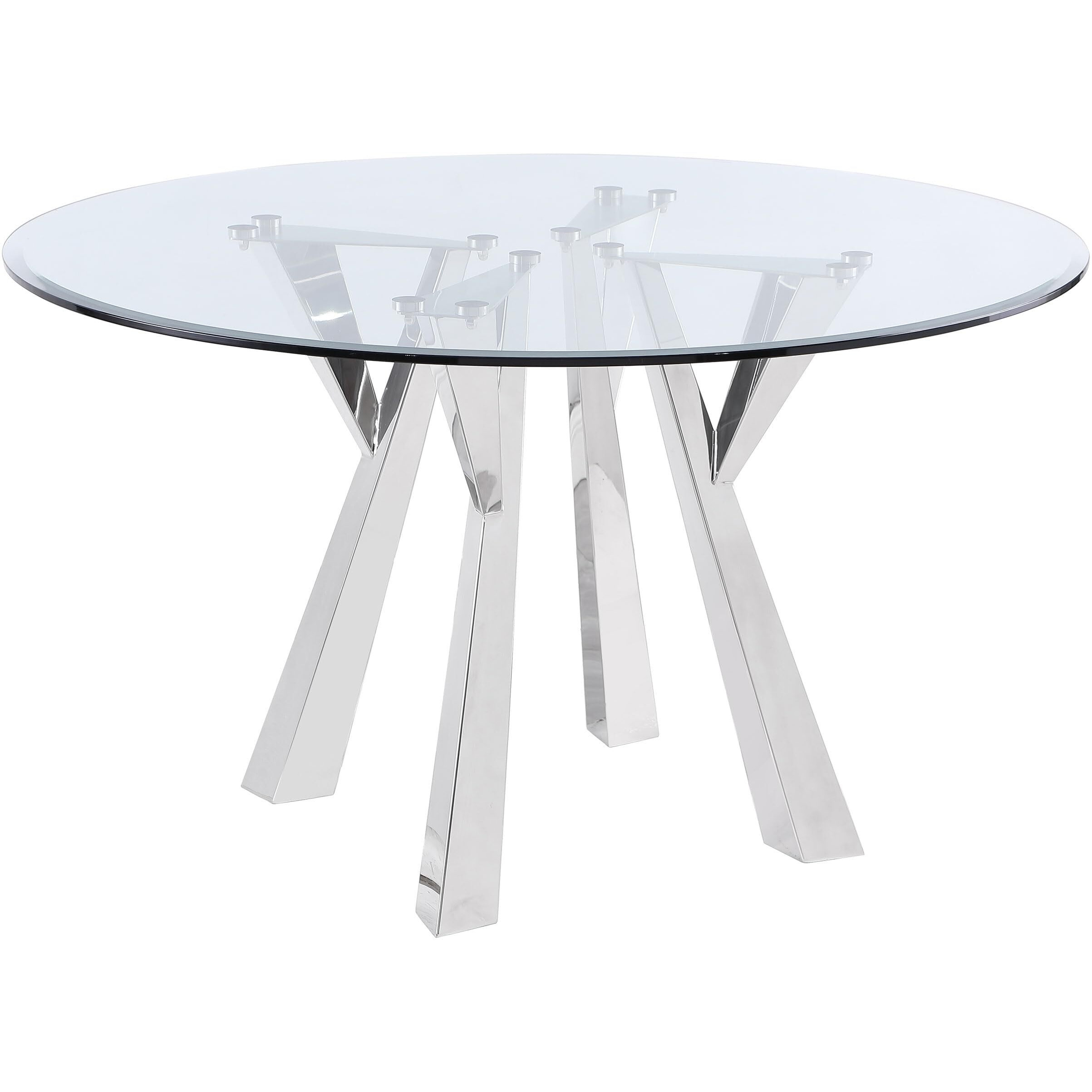 Alaia Round Glass Top Dining Table Clear And Chrome