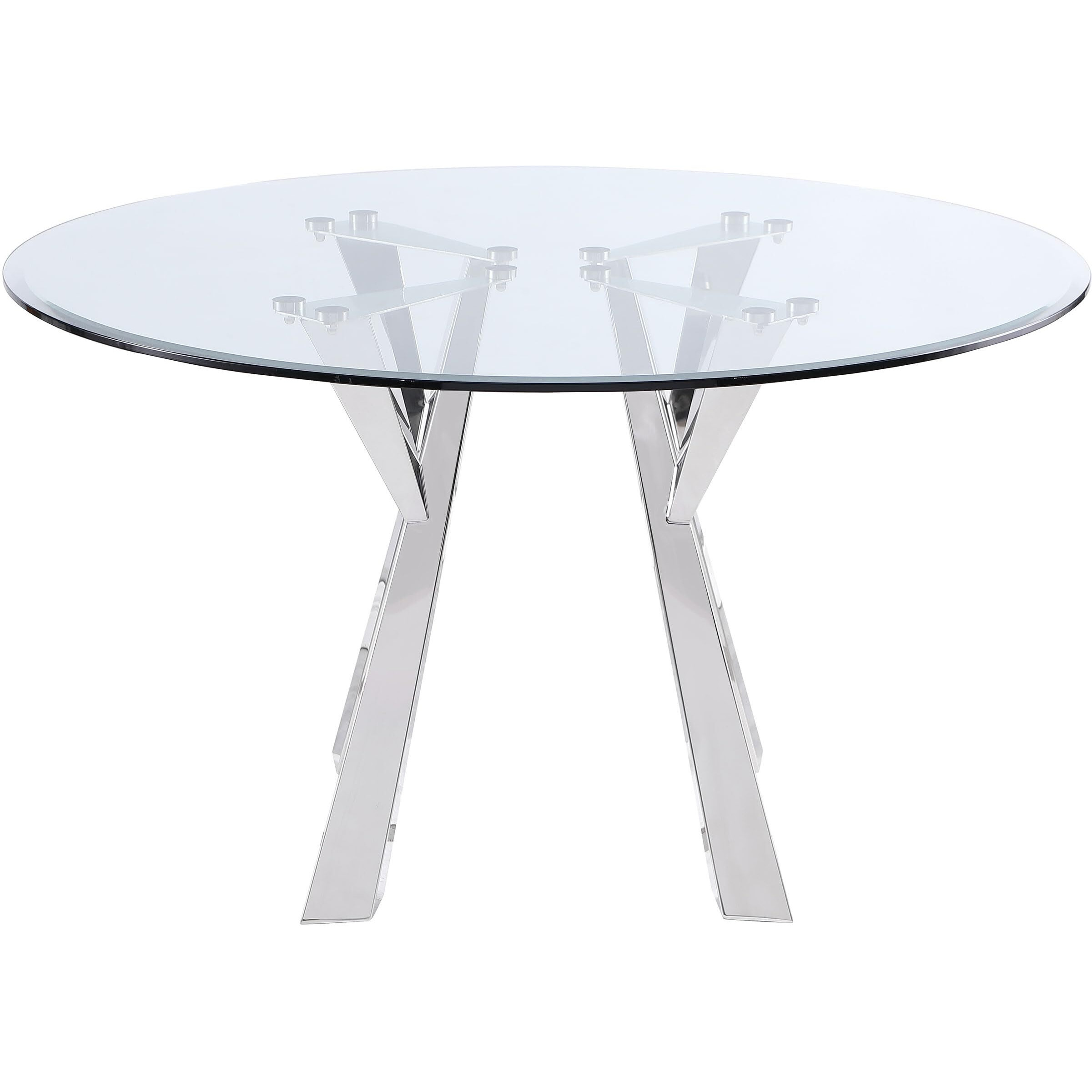 Alaia Round Glass Top Dining Table Clear And Chrome