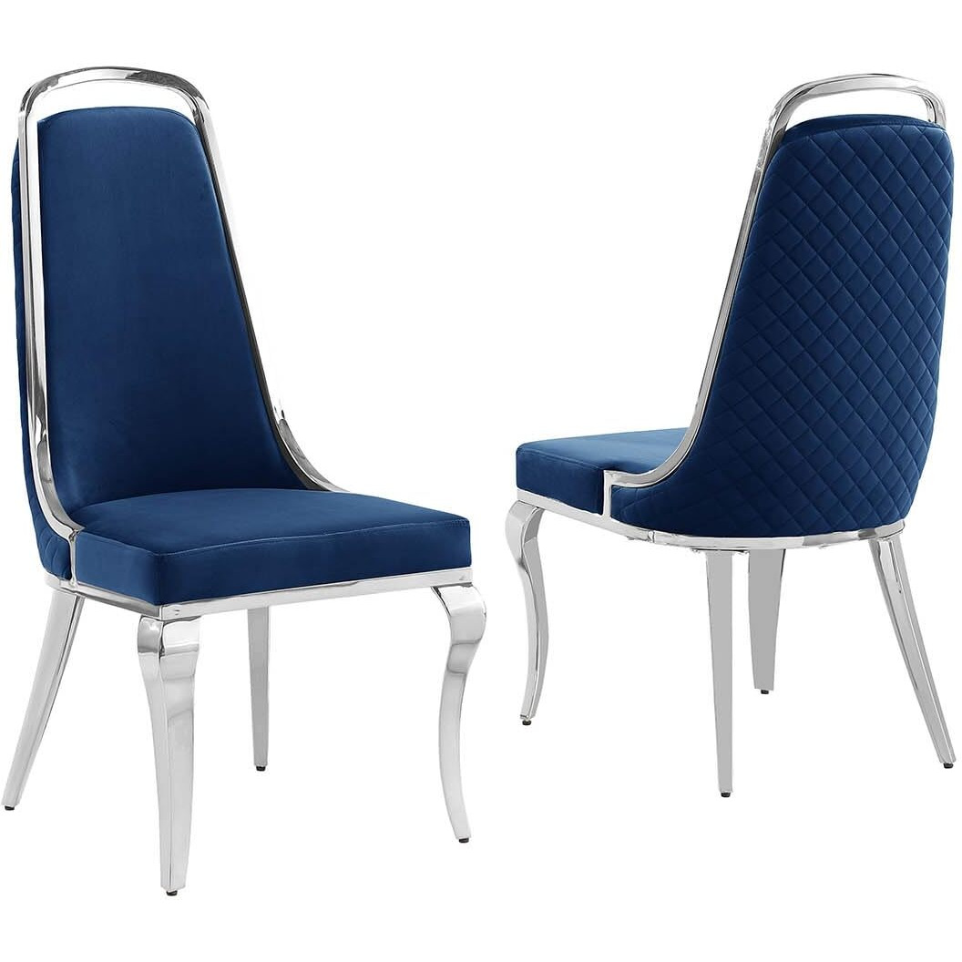 Best Quality Furniture Sc310-317 Dining Chairs  Navy Blue/Silver