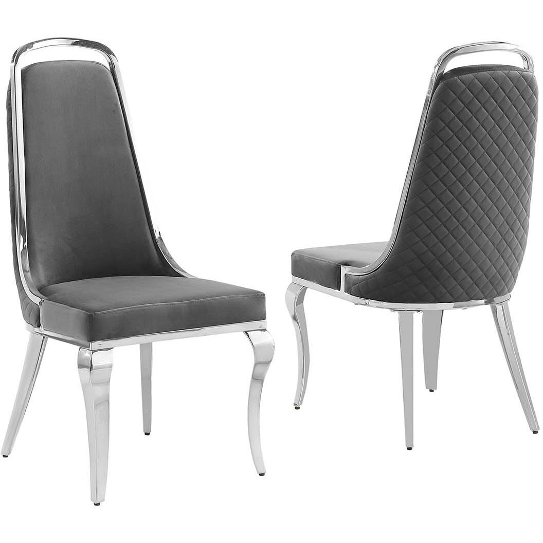 Best Quality Furniture Sc310-317 Dining Chairs  Dark Gray/Silver