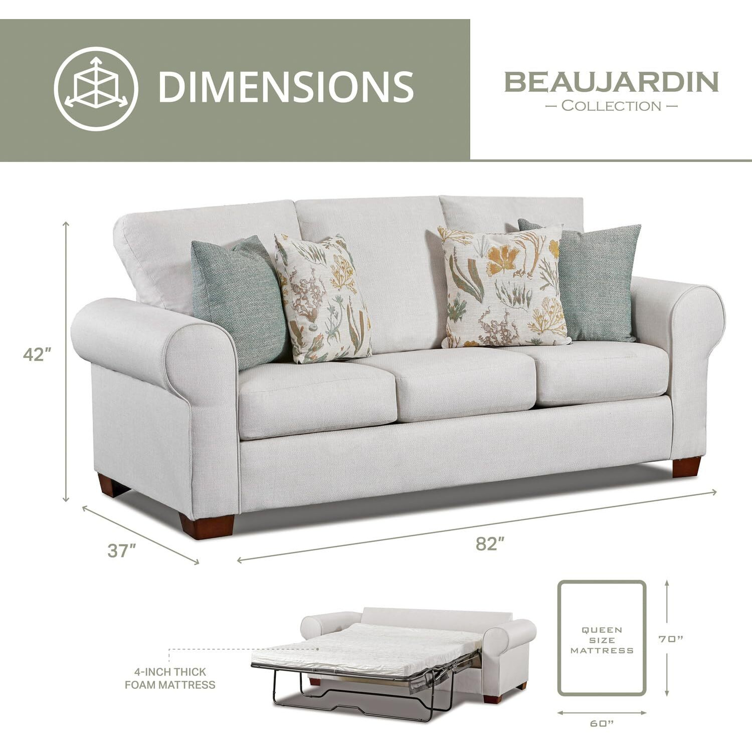 Living Room Beaujardin 4-Piece Set With Sleeper Sofa