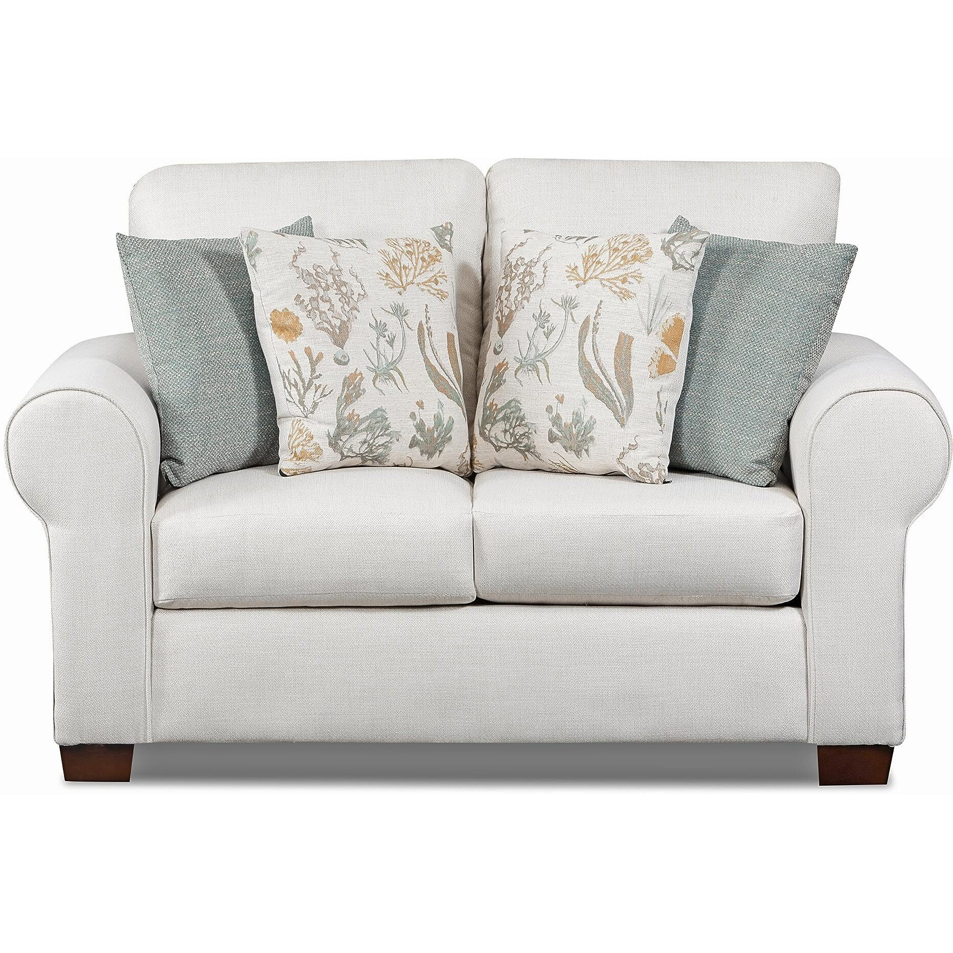 Living Room Beaujardin Loveseat With Four Throw Pillows