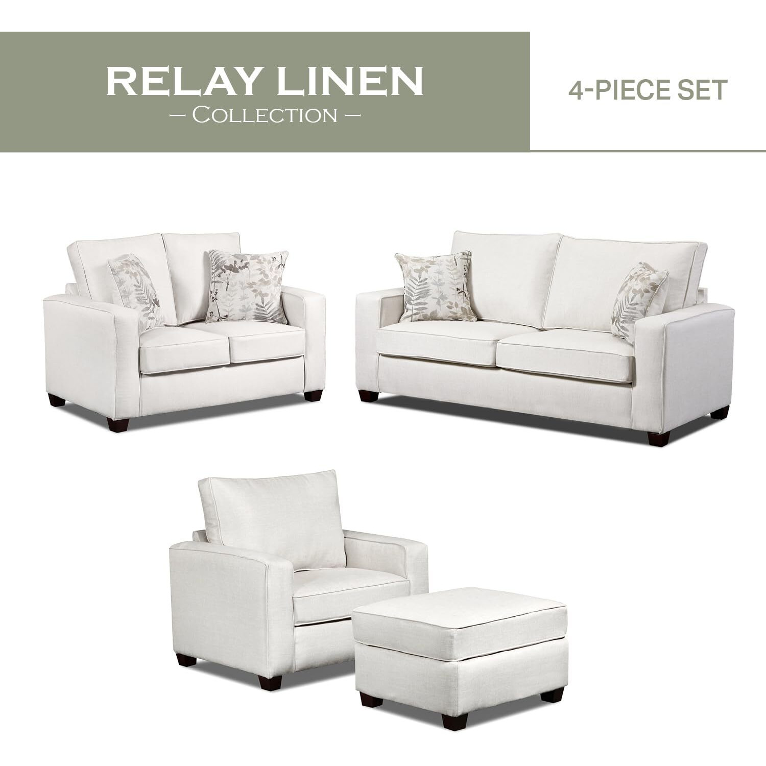Living Room Relay Linen 4-Piece Set With Sleeper