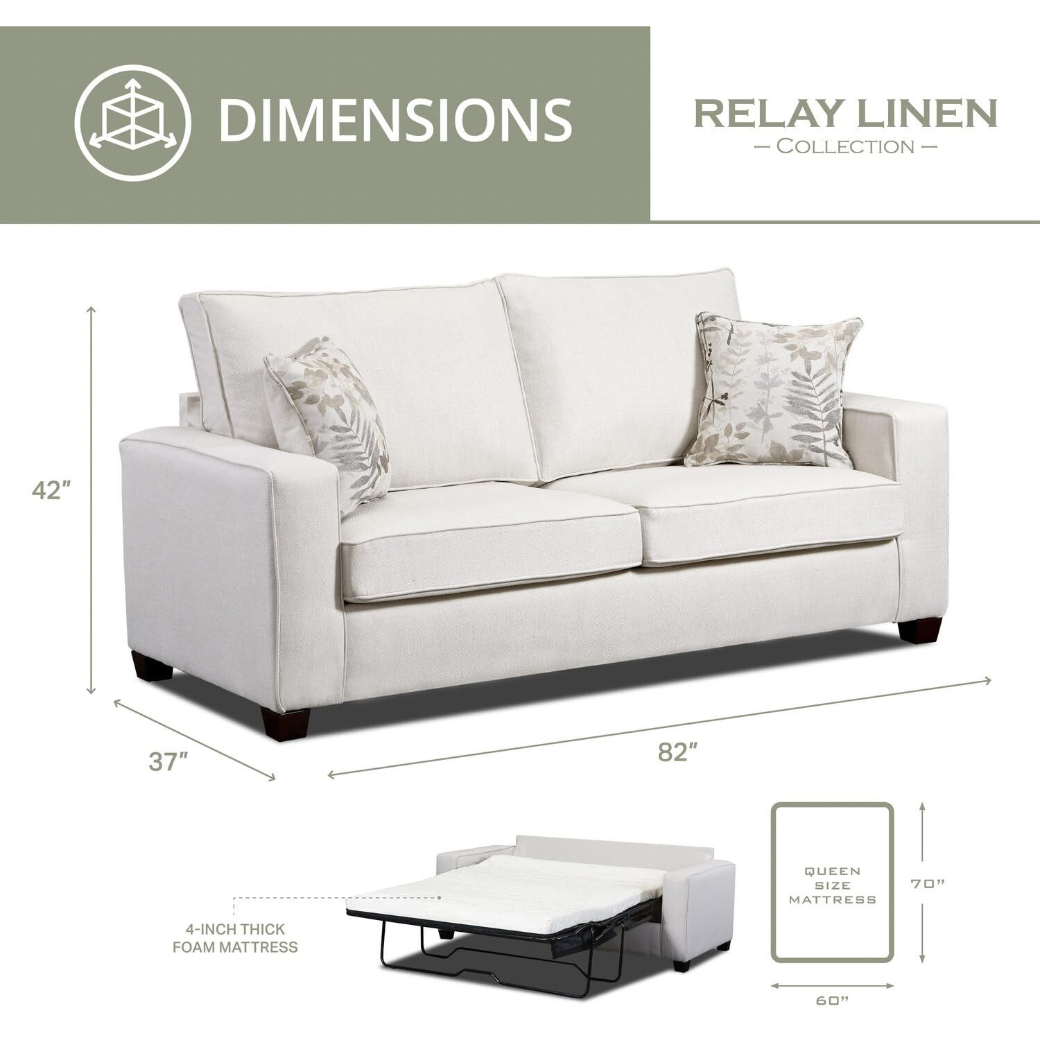 Living Room Relay Linen 4-Piece Set With Sleeper