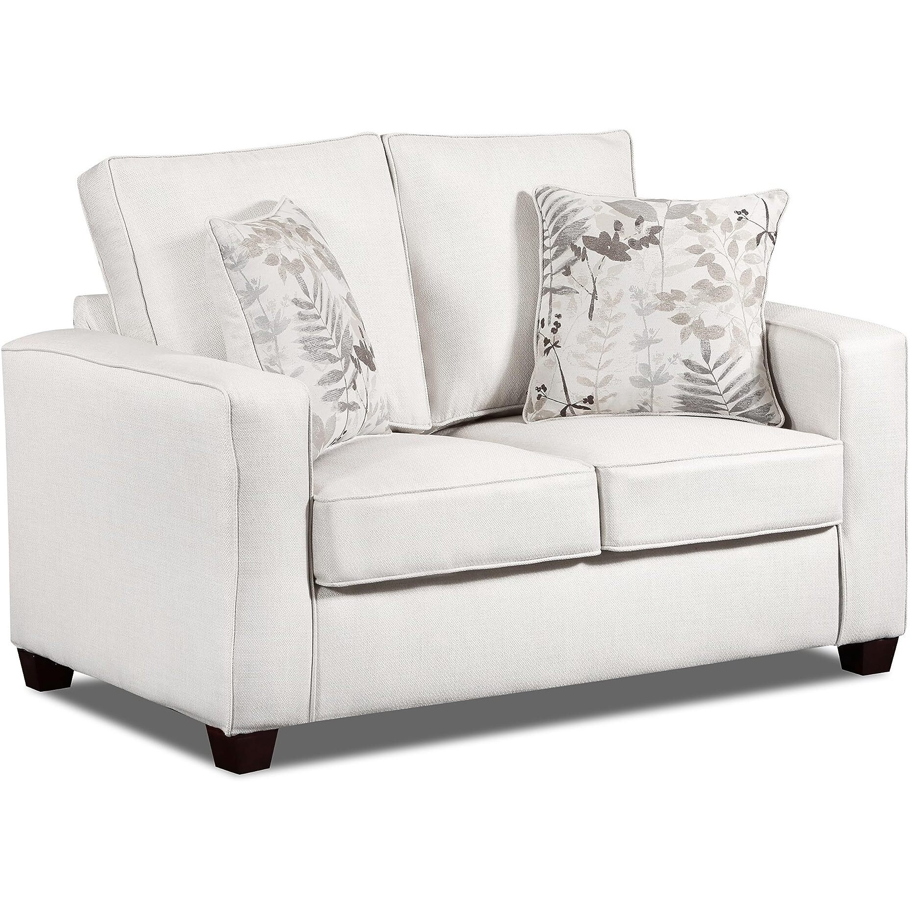 American Furniture Classics Relay Linen Loveseat With Two Throw Pillows Sofas  Soft Washed Cream Tweed