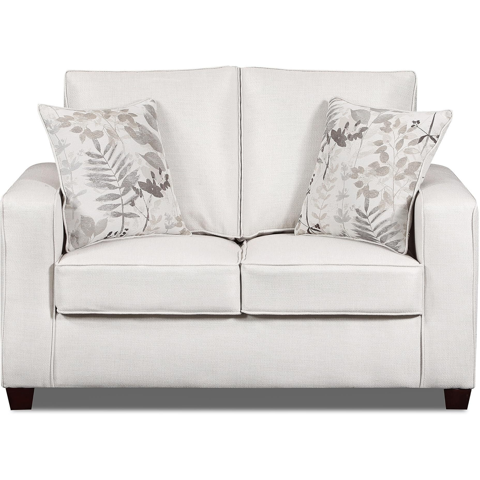 American Furniture Classics Relay Linen Loveseat With Two Throw Pillows Sofas  Soft Washed Cream Tweed