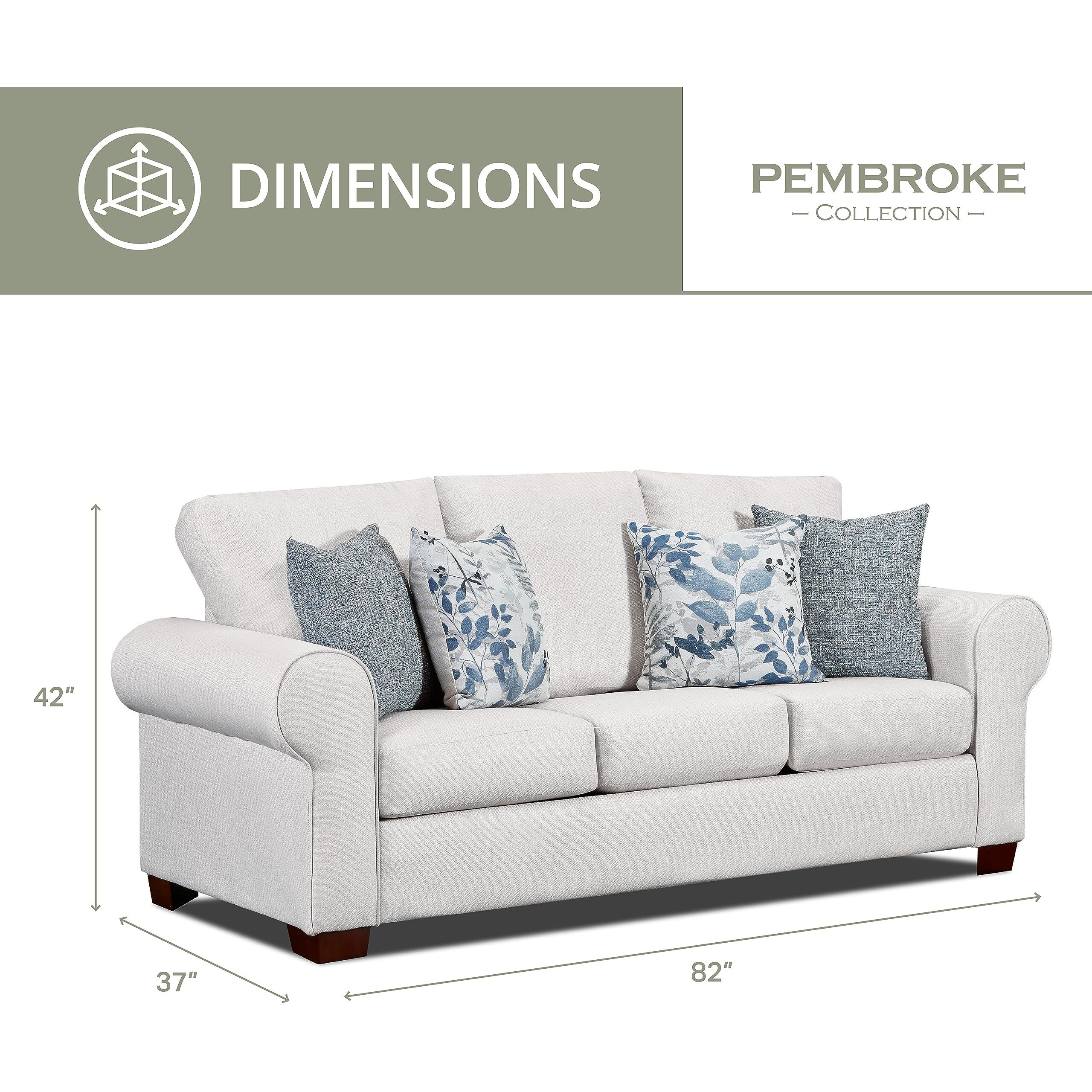 Living Room Pembroke Sofa With Four Throw Pillows