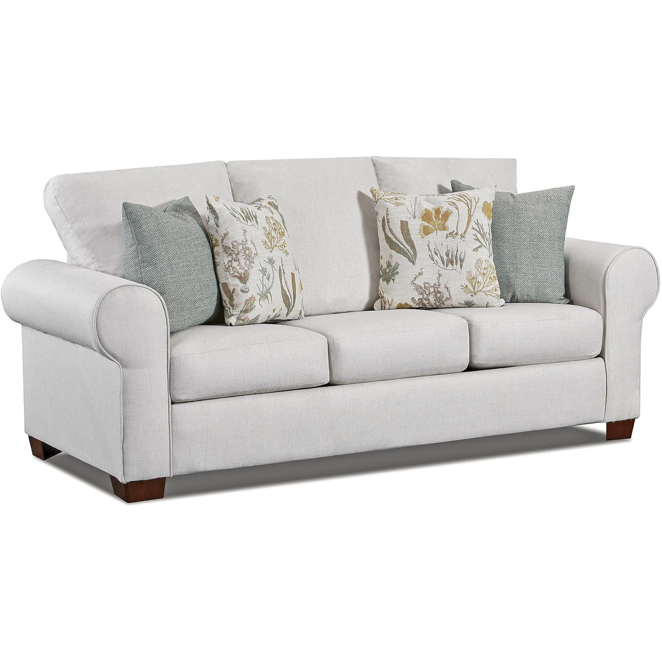 American Furniture Classics Beaujardin Sleeper With Four Throw Pillows Sofas  Soft Washed Cream Tweed