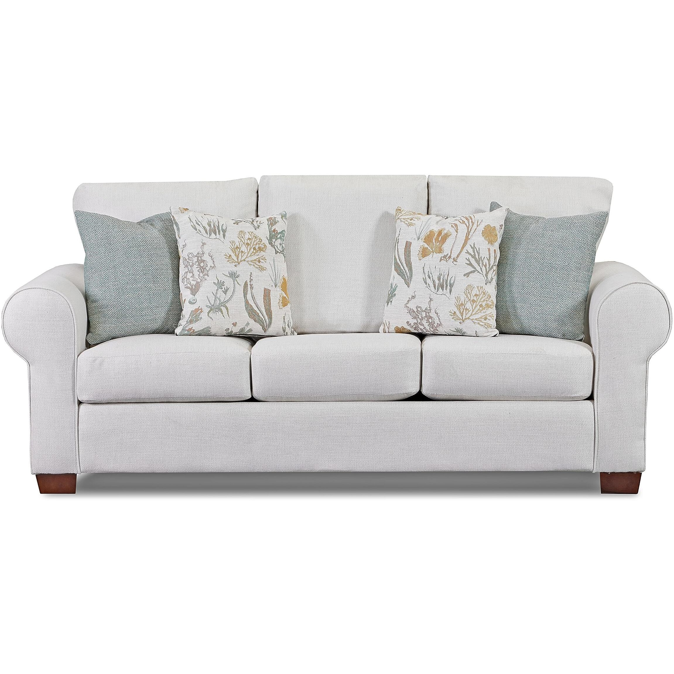 American Furniture Classics Beaujardin Sleeper With Four Throw Pillows Sofas  Soft Washed Cream Tweed