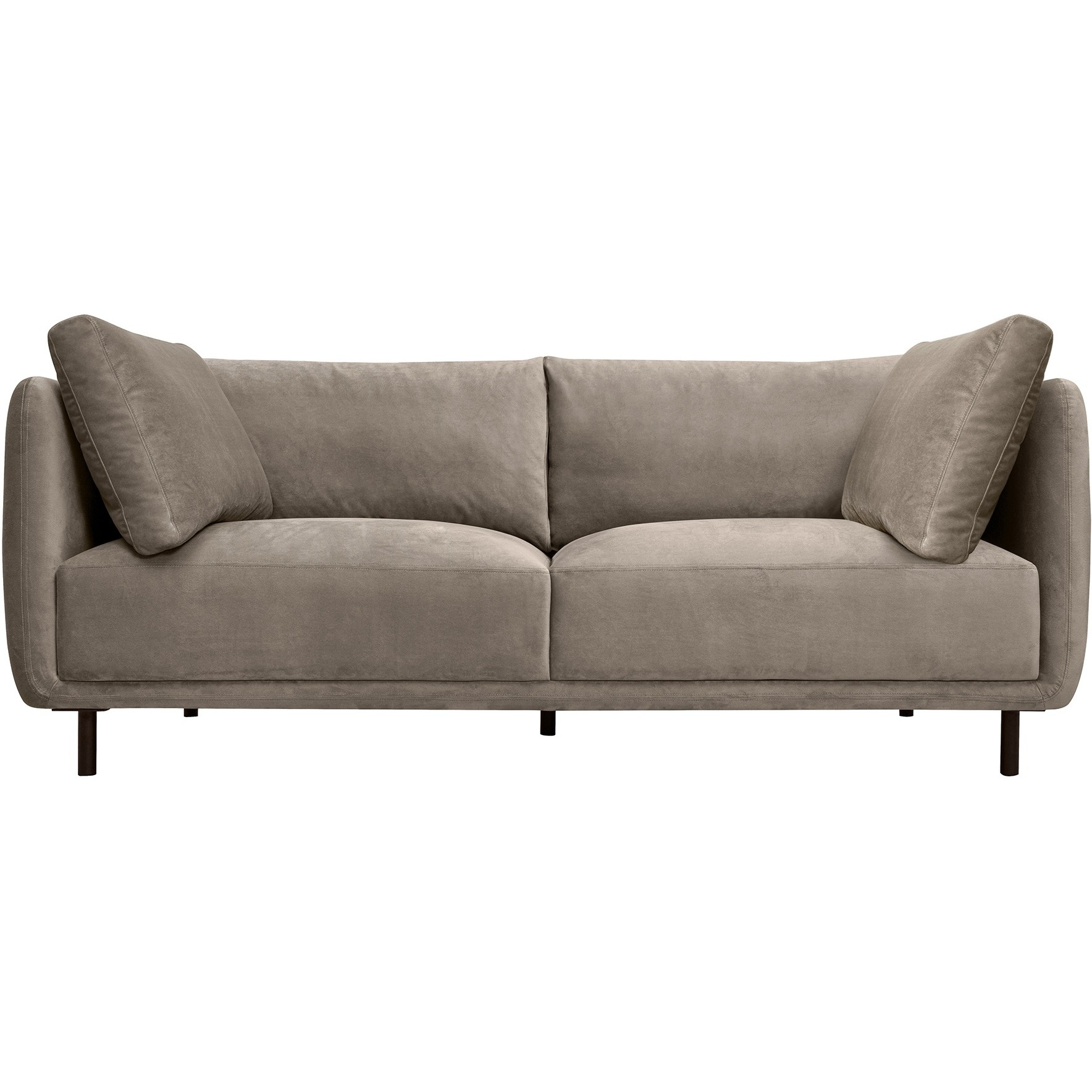 Serenity 79"" Fossil Gray Velvet Sofa With Black Metal Legs