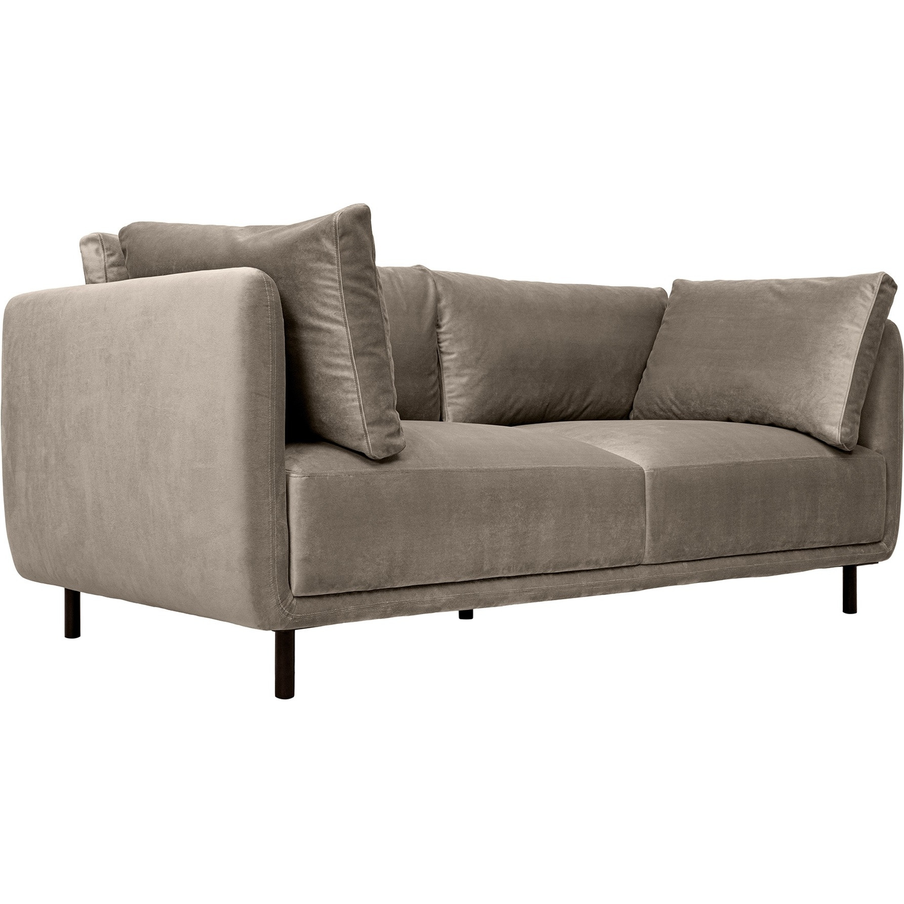 Serenity 79"" Fossil Gray Velvet Sofa With Black Metal Legs
