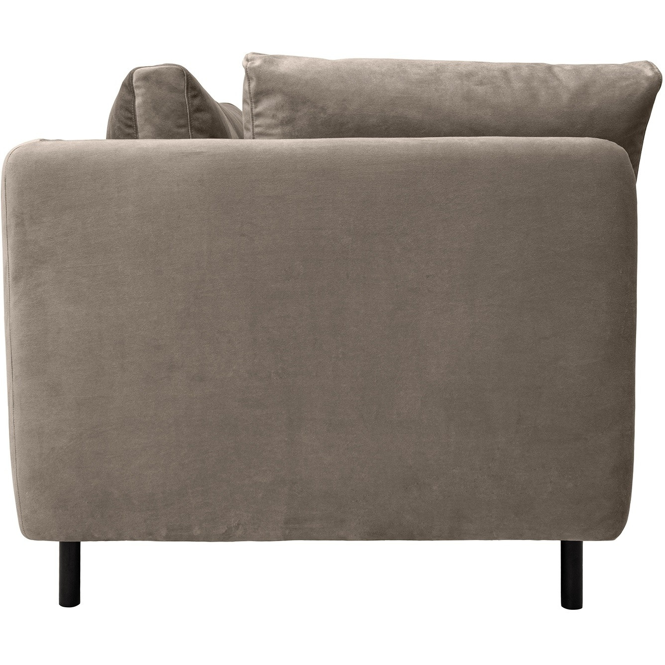 Serenity 79"" Fossil Gray Velvet Sofa With Black Metal Legs