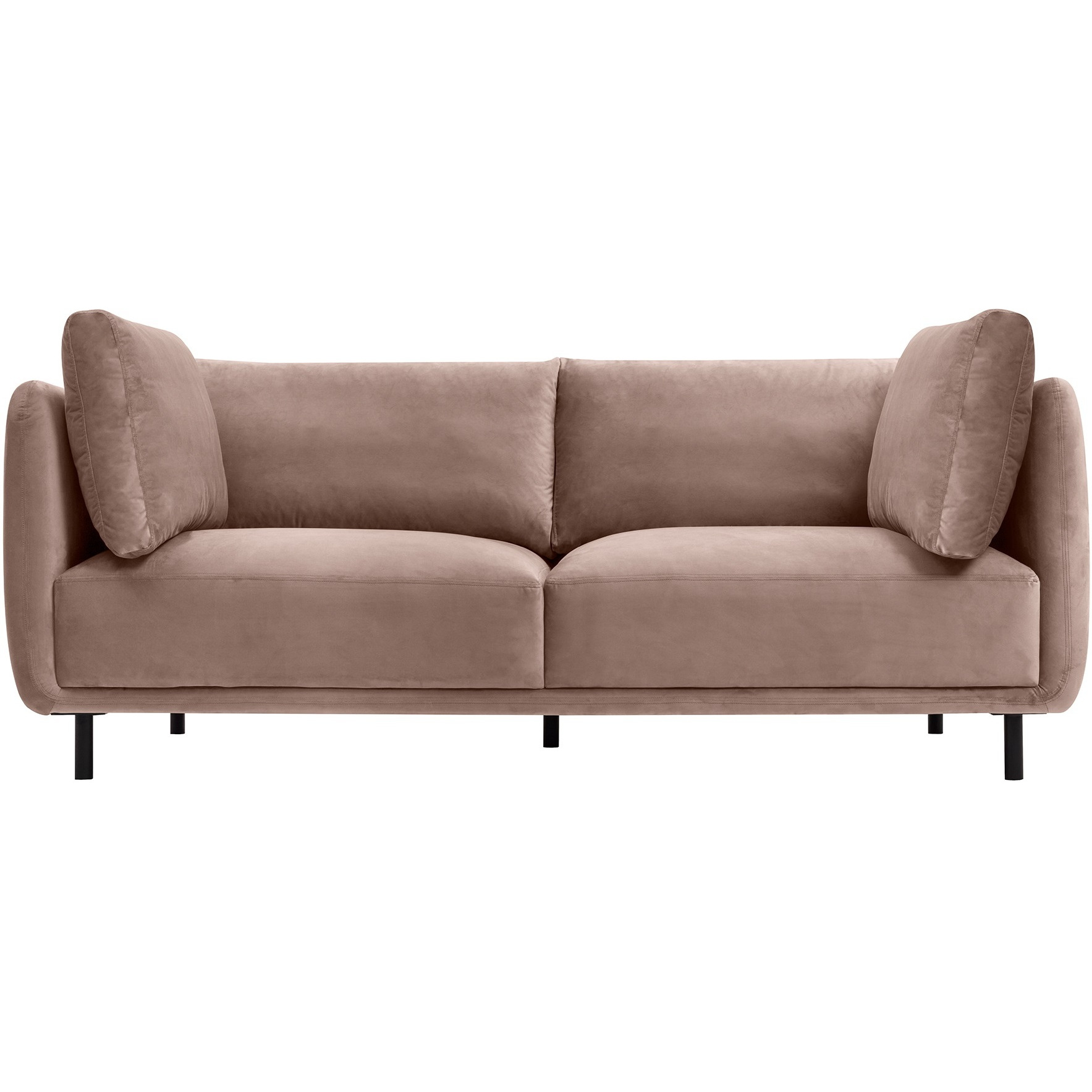 Serenity 79"" Mauve Velvet Sofa With Black Metal Legs