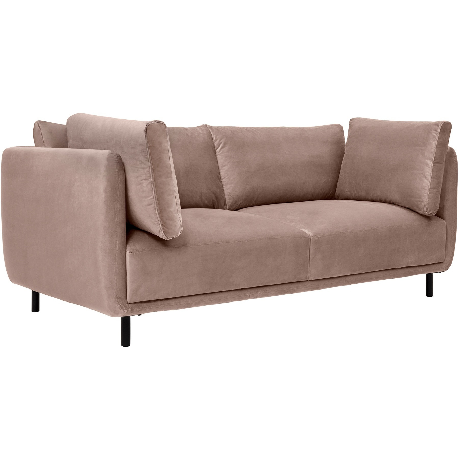 Serenity 79"" Mauve Velvet Sofa With Black Metal Legs
