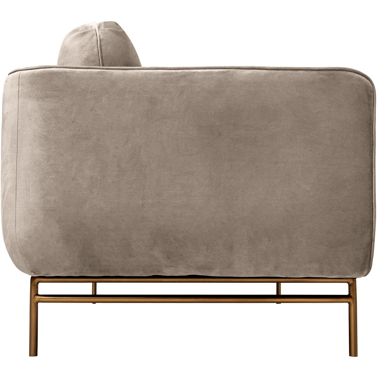 Lilou 77"" Fossil Gray Velvet Sofa With Antique Brass Metal Legs