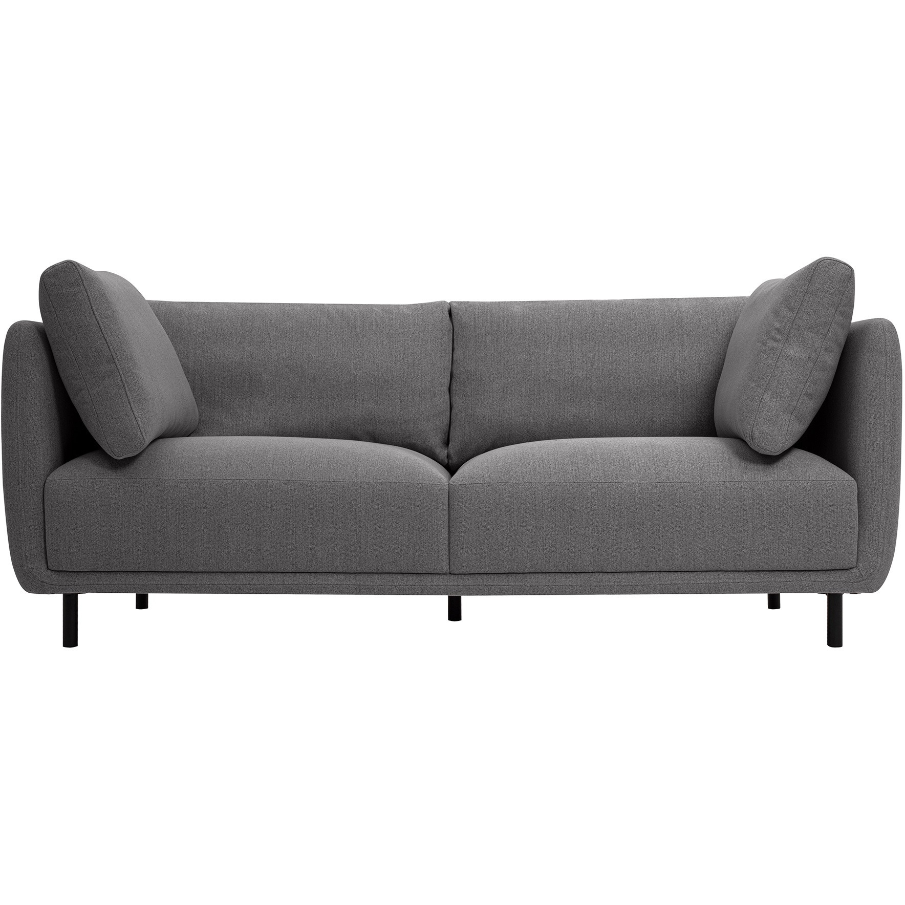 Serenity 79"" Gray Fabric Sofa With Black Metal Legs