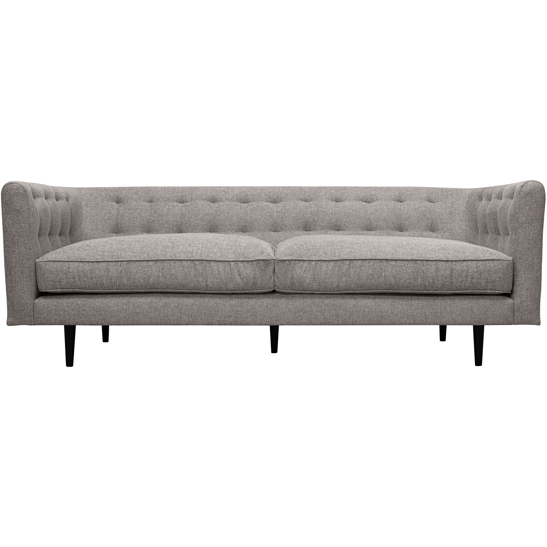 Annabelle 80"" Gray Fabric Sofa With Black Wood Legs