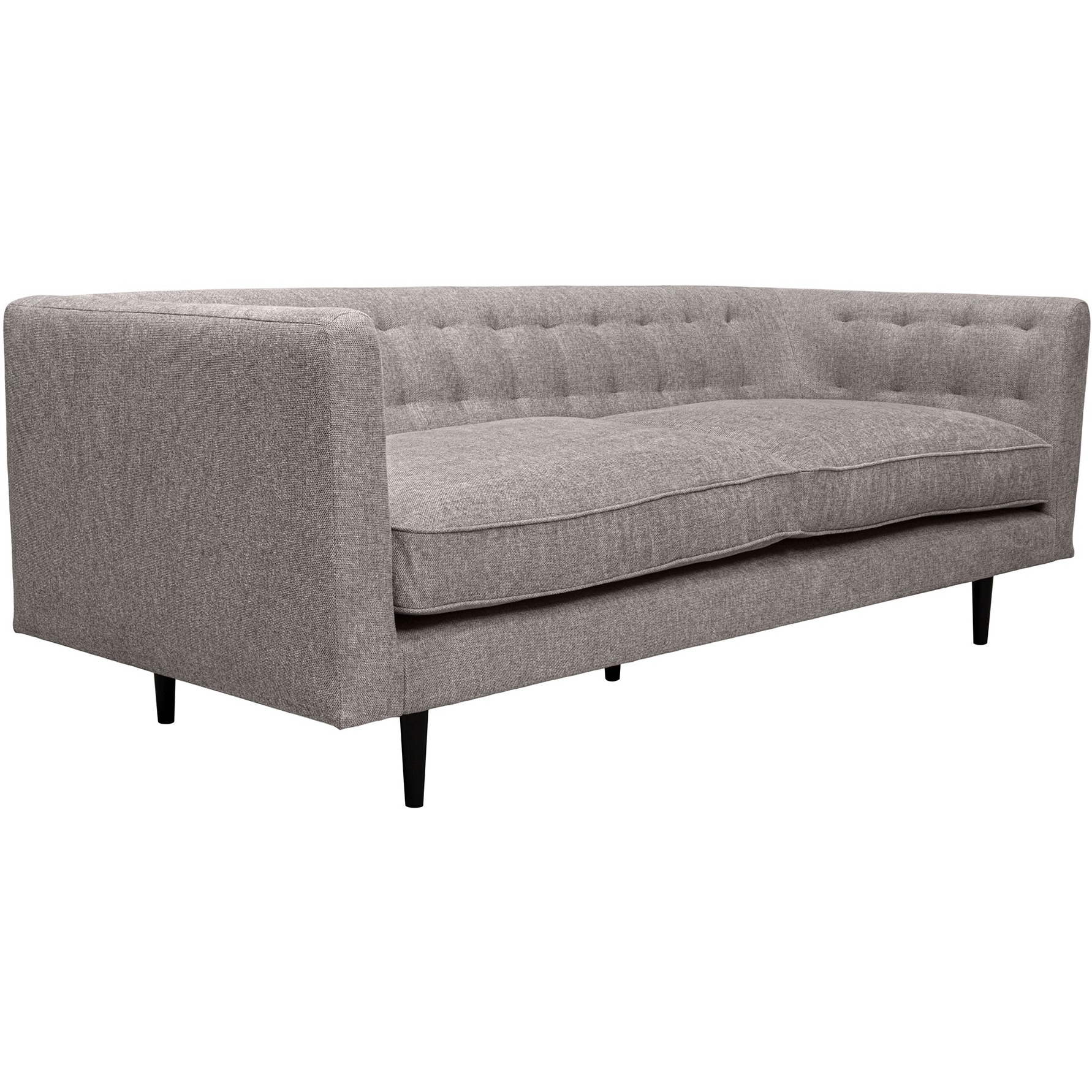 Annabelle 80"" Gray Fabric Sofa With Black Wood Legs