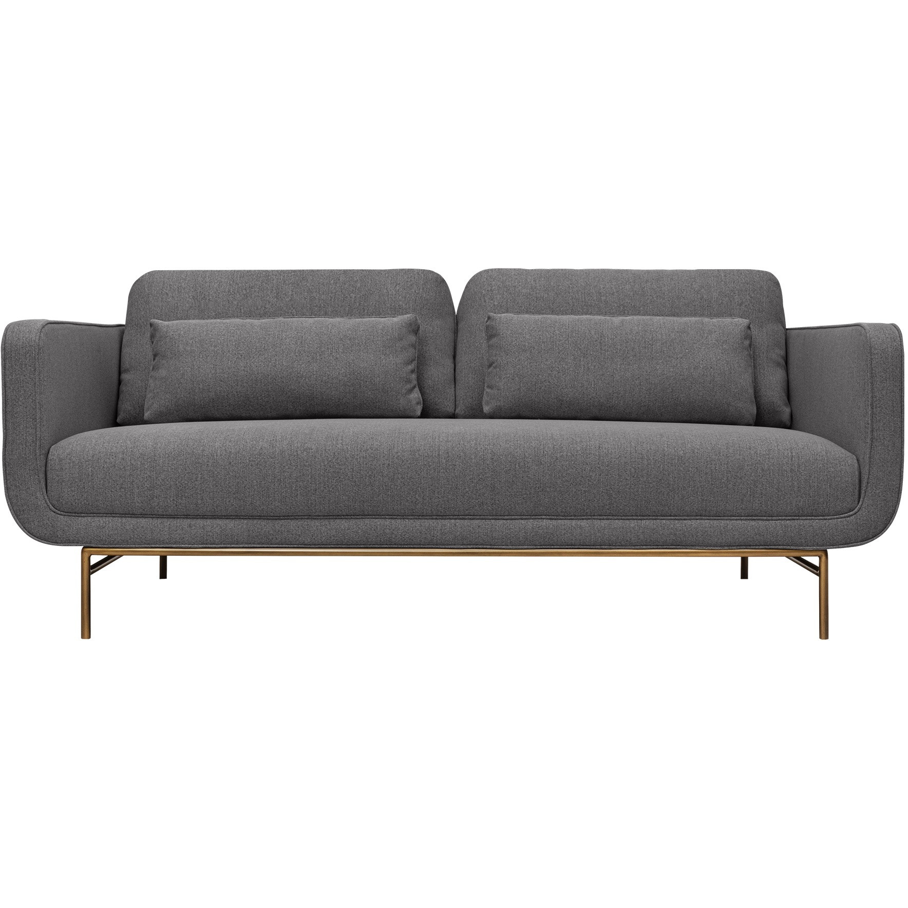 Lilou 77"" Gray Fabric Sofa With Antique Brass Metal Legs