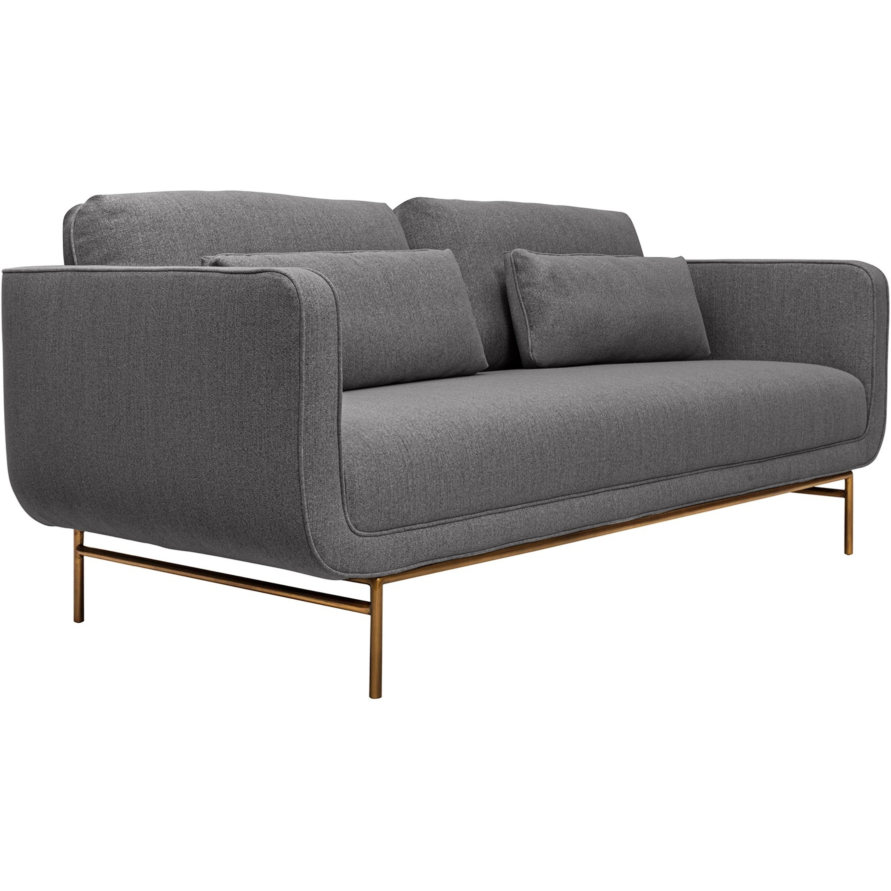 Lilou 77"" Gray Fabric Sofa With Antique Brass Metal Legs