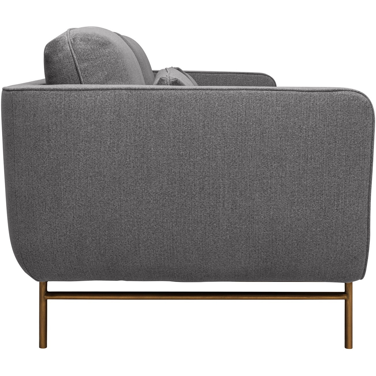 Lilou 77"" Gray Fabric Sofa With Antique Brass Metal Legs
