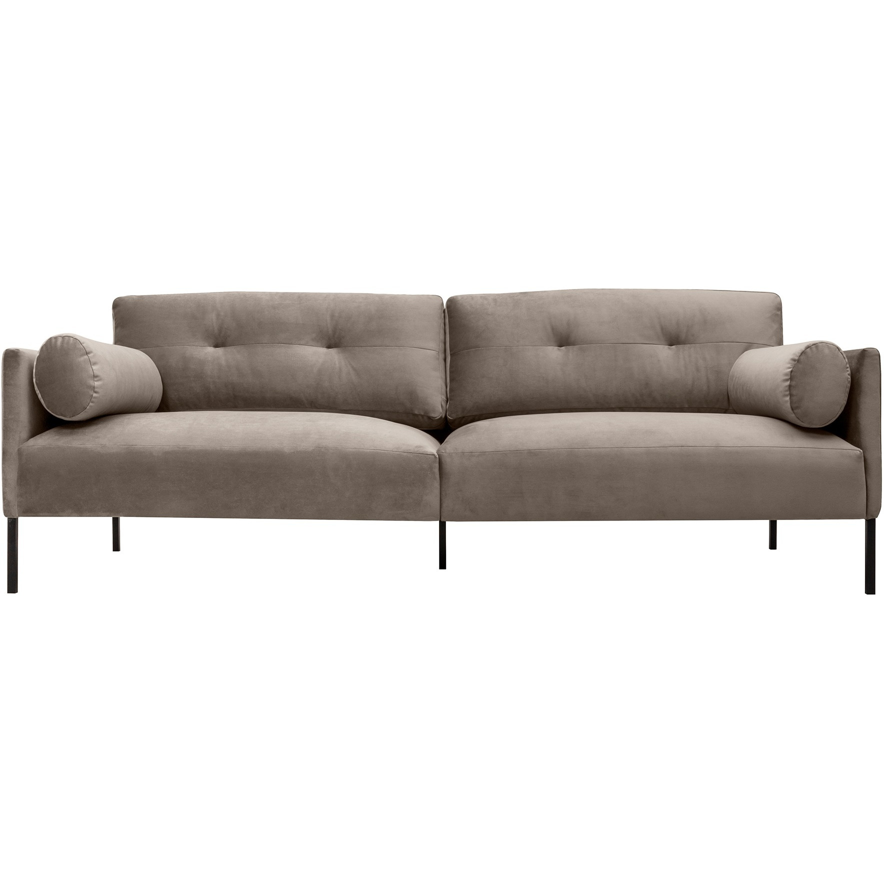 Michalina 84"" Fossil Gray Velvet Sofa With Black Metal Legs