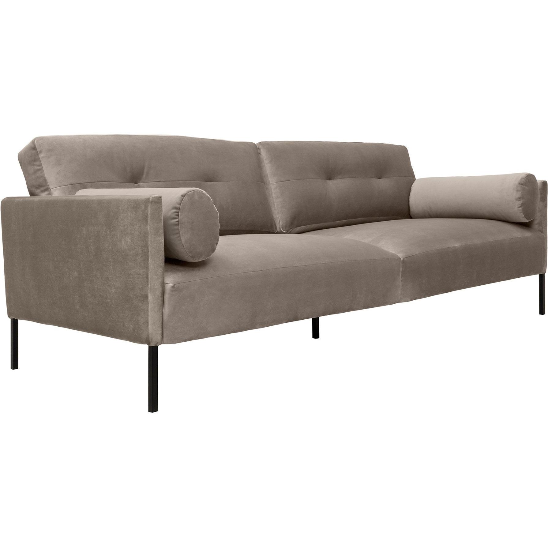 Michalina 84"" Fossil Gray Velvet Sofa With Black Metal Legs