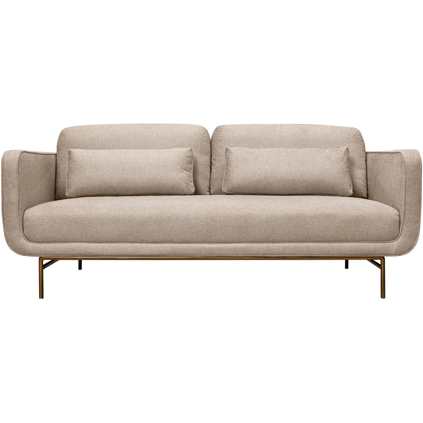 Lilou 77"" Beige Fabric Sofa With Antique Brass Metal Legs